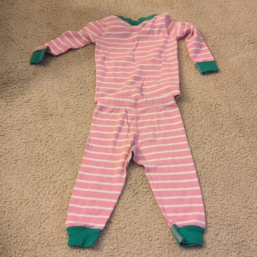 Hanna Andersson Easter Bunny Pink, White & Green Pajama Set Size 2T
